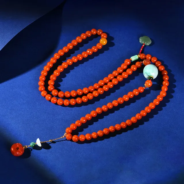 【巴黎精品】現貨+預購 南紅項鍊翡翠吊墜(108顆7.5mm串珠毛衣鍊女飾品p1ax9)