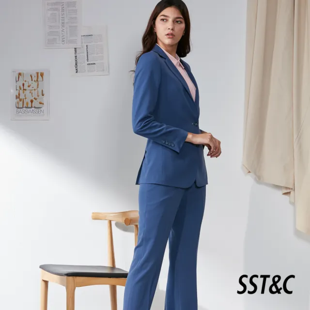 【SST&C 出清３５折】藍色修身直筒西裝褲7261911005