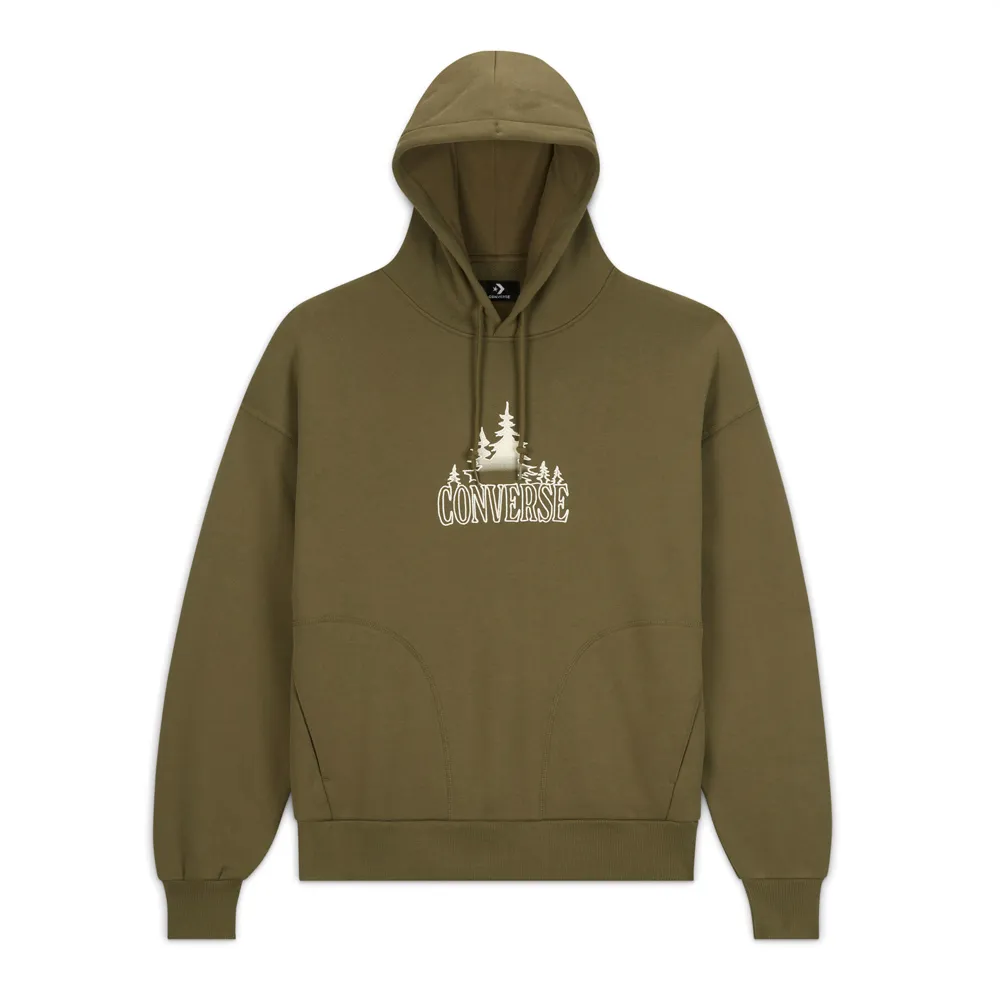 【CONVERSE品牌旗艦店】COUNTER CLIMATE GRAPHIC HOODIE 連帽上衣 帽T 女 綠色(10025035-A02)