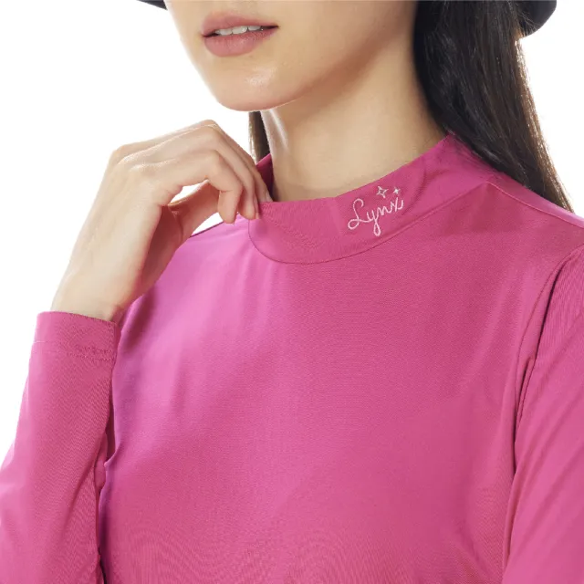 【Lynx Golf】女款保暖抗靜電石墨烯材質袖口印花內搭式長袖POLO衫/高爾夫球衫(二色)