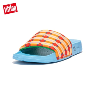 【FitFlop】iQUSHION X YINKA ILORI WATER-RESISTANT SLIDES輕量人體工學涼鞋-女(日出黃/橘色)