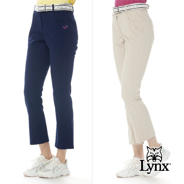 Lynx Golf 女款彈性舒適立體條紋後袋精美壓線設計靴型九分褲(二色)