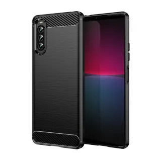 【YANG YI 揚邑】Sony Xperia 10 IV 碳纖維拉絲紋軟殼散熱防震抗摔手機殼-黑