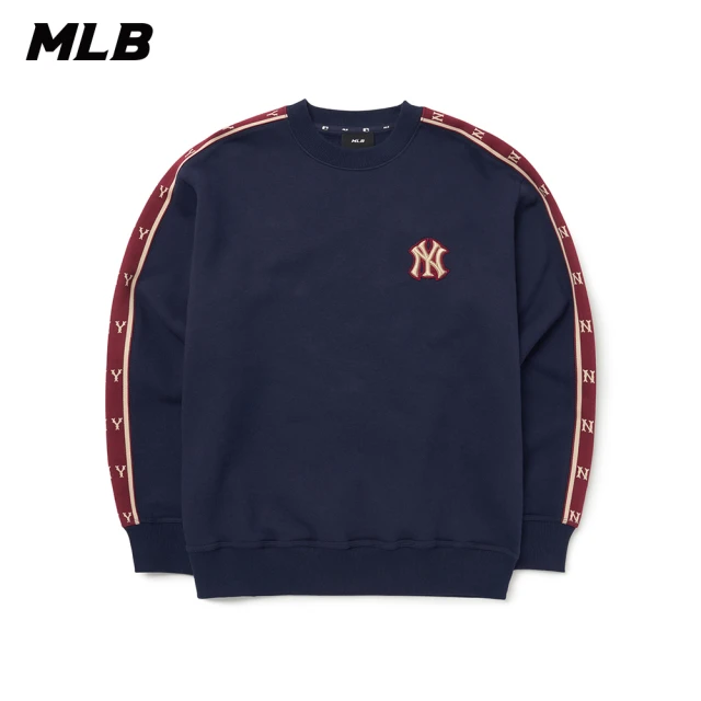 MLB 小Logo半拉鍊長袖大學T 紐約洋基隊(3AMTB1