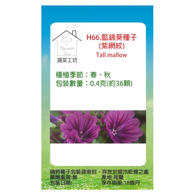 【蔬菜工坊】H66.藍錦葵種子(紫網紋)