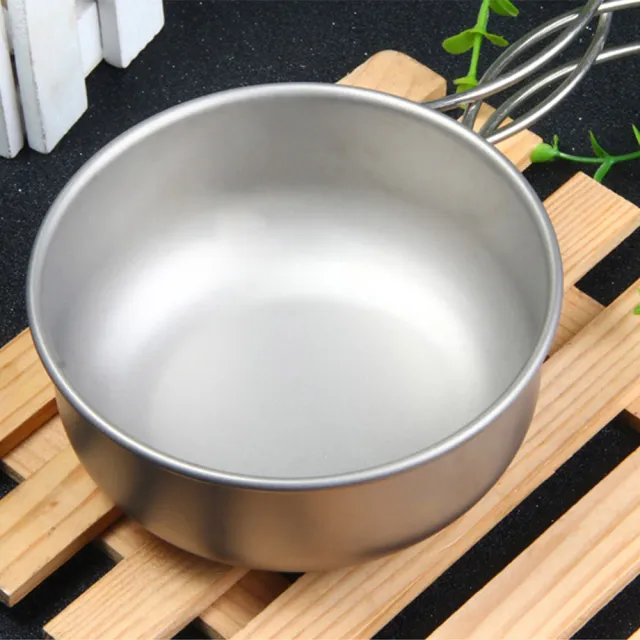 【Keith】鎧斯純鈦輕量環保折疊握把湯碗 300ml / Ti5323(鈦碗 露營碗 野炊登山碗 可直火堆疊 摺疊碗)