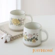 【Just Home】芸語手繪浮雕花卉陶瓷馬克杯420ml(2件組)