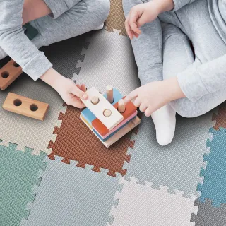 【MOMOTARO 桃太郎地墊】台灣製環保無毒莫蘭迪色系加厚45CM防滑EVA巧拼地墊-無邊條(9片/約0.5坪)