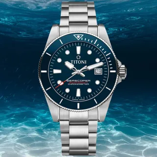【TITONI 梅花錶】海洋探索 SEASCOPER 300 陶瓷錶圈 瑞士天文台官方認證 潛水機械腕錶(83300S-BE-705)
