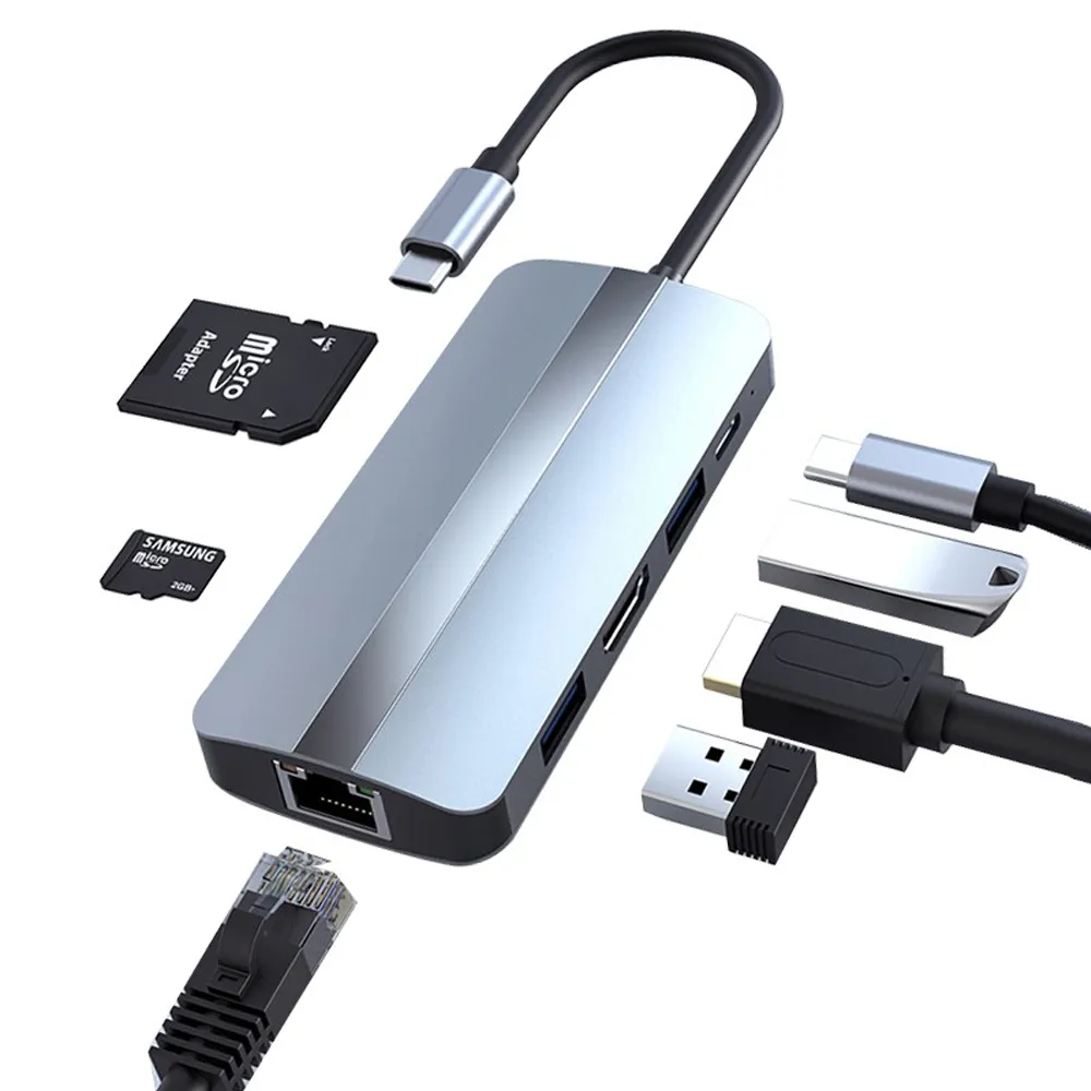 【ANTIAN】七合一 Type-C 多功能HUB轉接器(PD快充/USB3.0擴展塢/HDMI集線器/Mac轉接頭)
