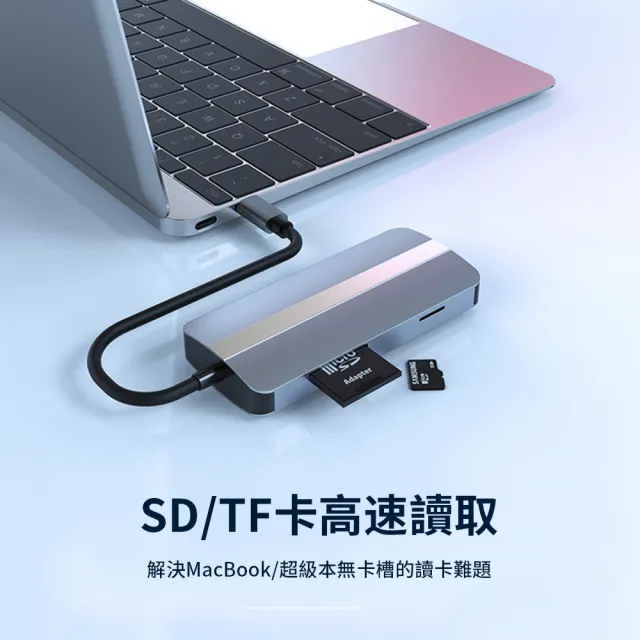 【ANTIAN】七合一 Type-C 多功能HUB轉接器(PD快充/USB3.0擴展塢/HDMI集線器/Mac轉接頭)