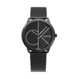 【Calvin Klein 凱文克萊】minimal系列 大CK 黑色質感霧殼 米蘭錶帶 手錶 女錶 CK錶 40mm 母親節(K3M5145X)