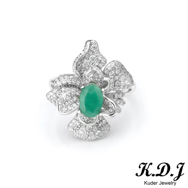【K.D.J 圓融珠寶】花朵造型祖母綠戒指
