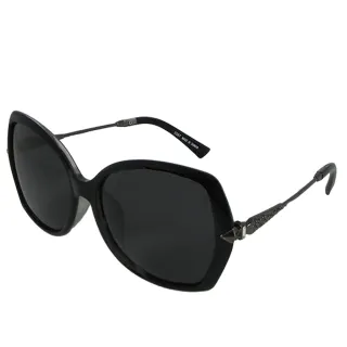 【Docomo】偏光女款太陽眼鏡　厚度鏡片設計　大版型美感黑色框體　女性縮小臉專用(偏光抗UV400)