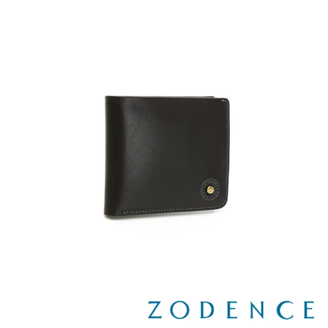 【ZODENCE 佐登司】SEAL進口牛皮4卡零錢袋短夾(深灰/男夾)
