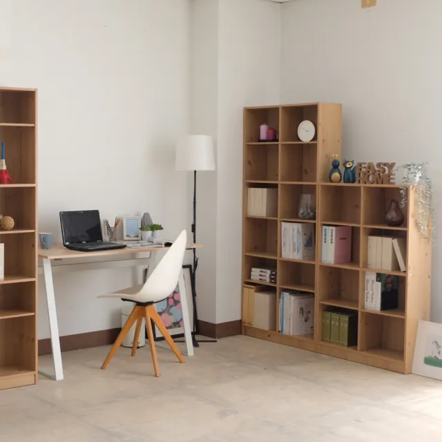 【EASY HOME】台灣製 -6格實芯可調式書櫃採E1板材-北歐原木色(收納櫃 書櫃 置物櫃 書本收納)