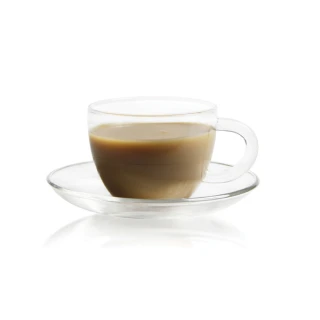 【奇高】耐熱咖啡杯盤組230ml 1杯+1盤(玻璃杯 咖啡杯 茶杯)