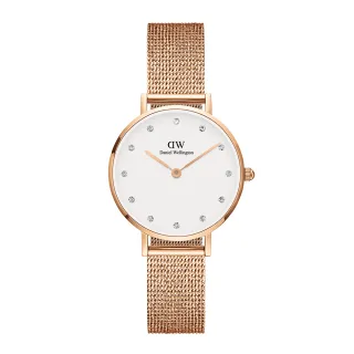 【Daniel Wellington】DW 手錶  Petite Lumine 28mm -星辰系列水晶麥穗編織錶-白錶盤(三色 DW00100604)