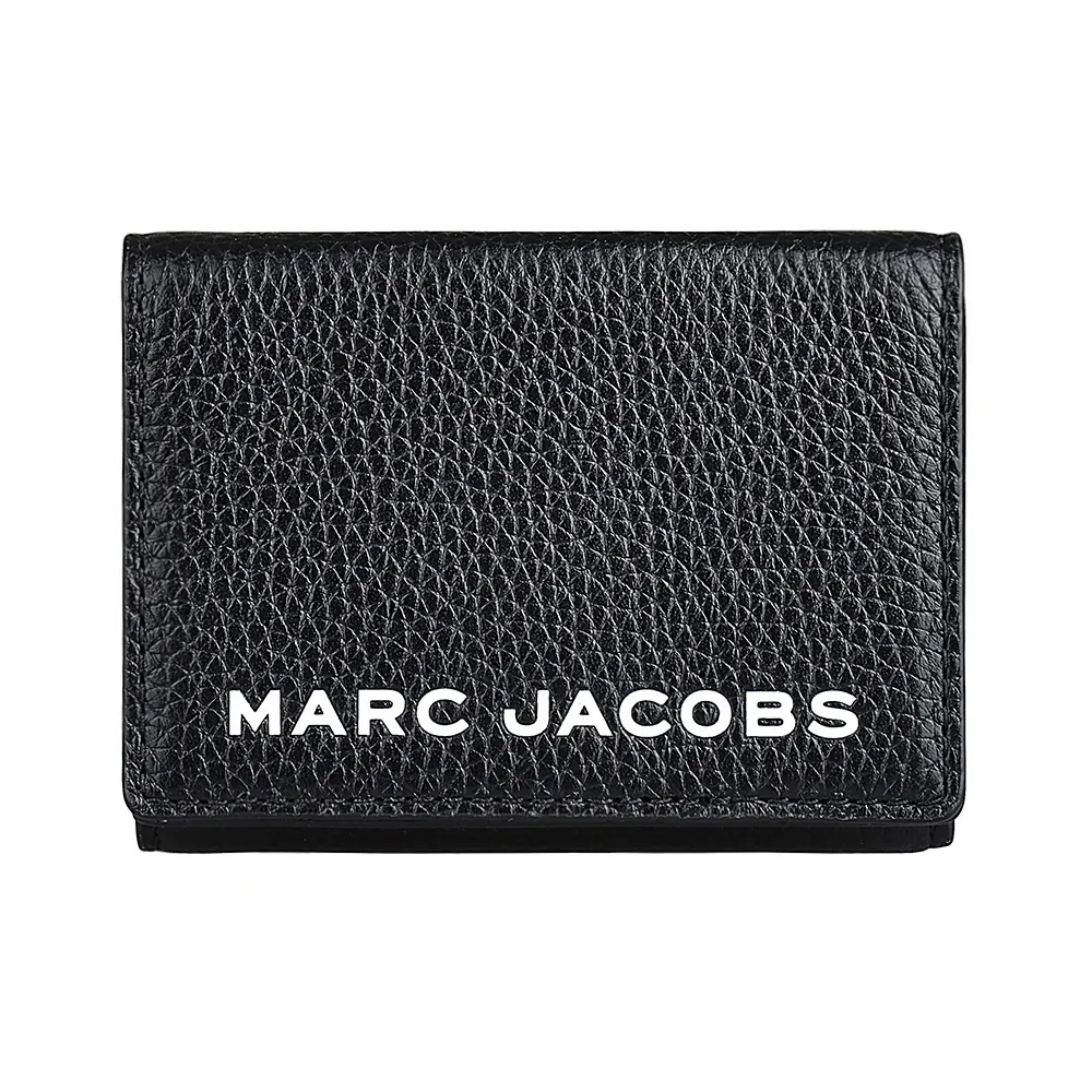 【MARC JACOBS 馬克賈伯】MARC JACOBS THE BOLD經典7500白字LOGO牛皮釦式三折短夾(黑)