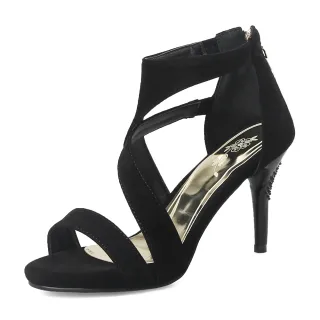 【KissXXX】高跟涼鞋 縷空涼鞋 交叉涼鞋/麂皮絨縷空交叉造型高跟涼鞋(黑)