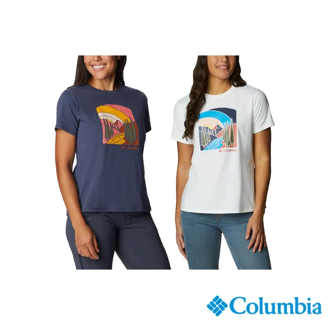 【Columbia 哥倫比亞 官方旗艦】女款- Omni-Shade UPF50快排短袖T恤-白色(UAR93310WT / 2022年秋冬商品)
