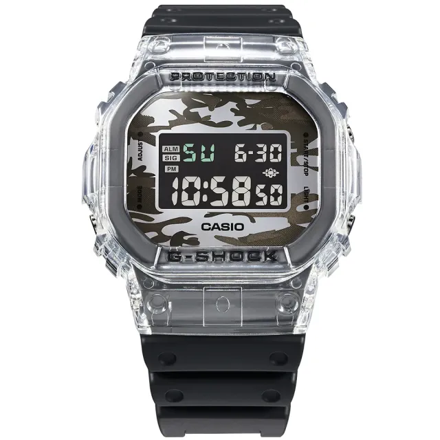 CASIO 卡西歐】G-SHOCK 透明迷彩經典方形電子錶(DW-5600SKC-1) - momo