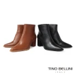 【TINO BELLINI 貝里尼】巴西進口牛皮尖頭側拉鍊粗跟靴FWOV018(黑)