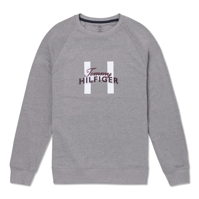 Tommy Hilfiger TOMMY 經典印刷大H文字圖案大學T恤 上衣-灰色(可搭情侶款/平輸品)