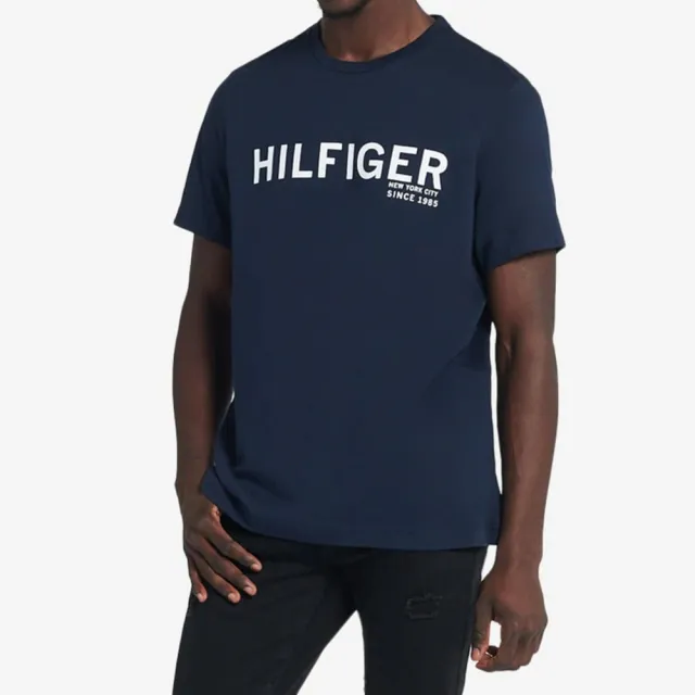 【Tommy Hilfiger】TOMMY 經典印刷文字圖案短袖T恤 上衣-深藍色(平輸品/短T)