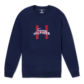 【Tommy Hilfiger】TOMMY 經典印刷大H文字圖案大學T恤 上衣-深藍色(百搭爆款/可男女搭配/平輸品)