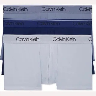 【Calvin Klein 凱文克萊】2022男時尚細纖維彈力藍色四角內著混搭3件組-網