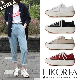 【HIKOREA】正韓製。激瘦私物低筒帆布厚底小白休閒鞋/版型偏小(71-3480共4色/現+預)