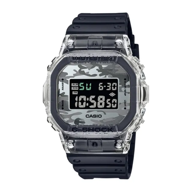 【CASIO 卡西歐】G-SHOCK 百搭潮流 透明迷彩經典系列 DW-5600SKC-1