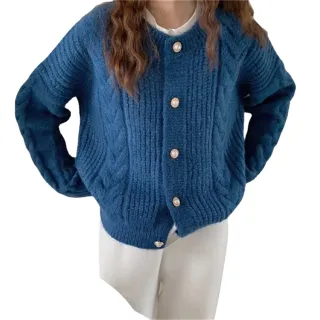 【AS 梨卡】氣質寬鬆版顯瘦中長版圓領毛衣風衣針織外套DR341
