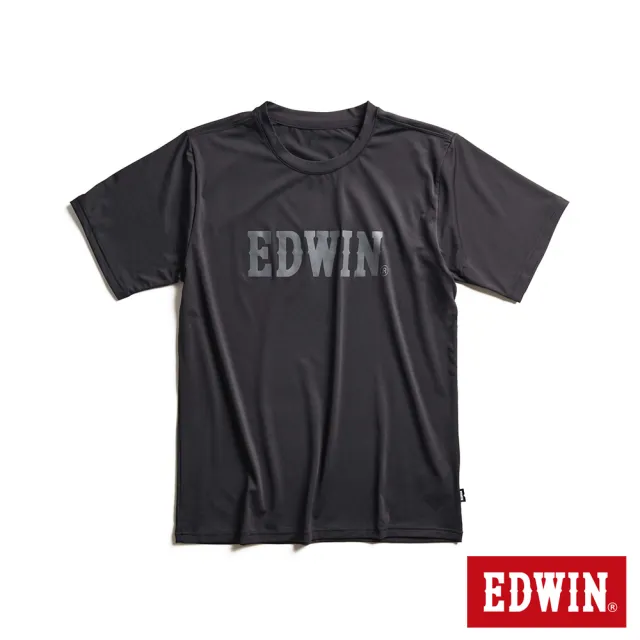 【EDWIN】男裝 涼感印花LOGO圓領短袖T恤(黑色)