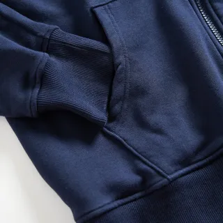 【EDWIN】男裝 網路獨家↘率性風格LOGO連帽拉T外套(丈青色)