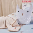 【La mode】環保印染100%精梳棉兩用被床包組-北歐夢奇地+咕咕博士兩用抱枕毯(雙人)
