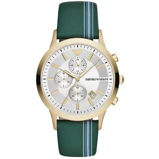 【EMPORIO ARMANI】亞曼尼 義式經典三眼計時套錶-43mm 禮物 送禮 推薦(AR11233SET)