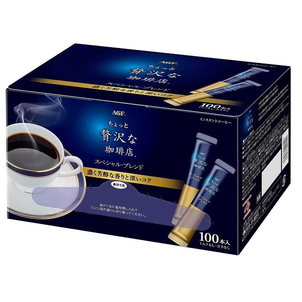 日本原裝AGF贅澤即溶咖啡100入 X 2盒(輕鬆享用到咖啡店高品質的黑咖啡風味)