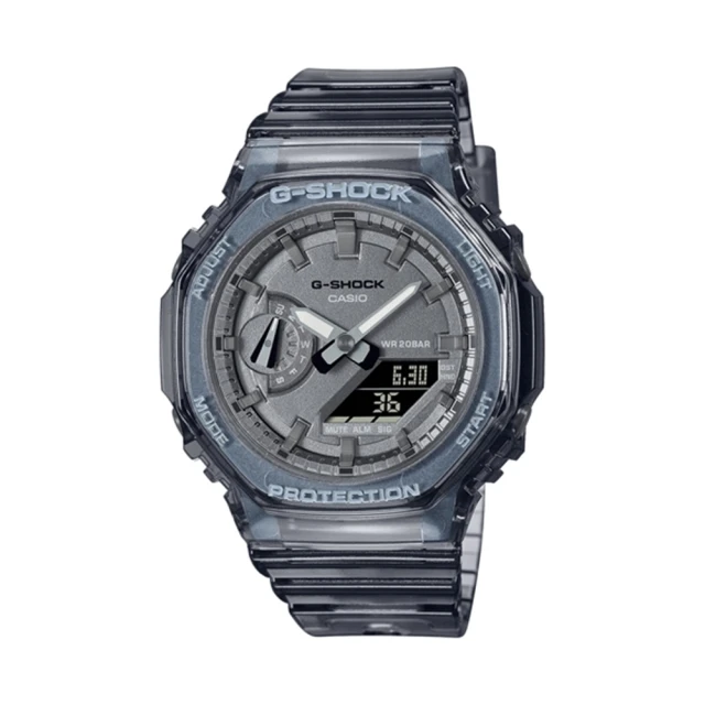 【CASIO 卡西歐】G-SHOCK 晶透時尚 帥氣透黑 半透明 八角形錶殼 GMA-S2100SK-1A