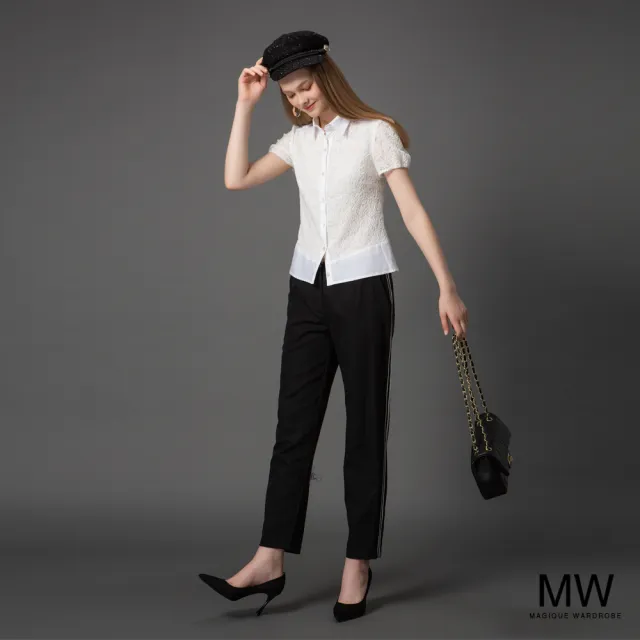 【MAGIQUE WARDROBE】蕾絲開襟襯衫上衣(2色)