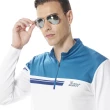 【Lynx Golf】男款合身版保暖舒適上下異色設計領口羅紋剪接變色膠印長袖立領POLO衫(二色)