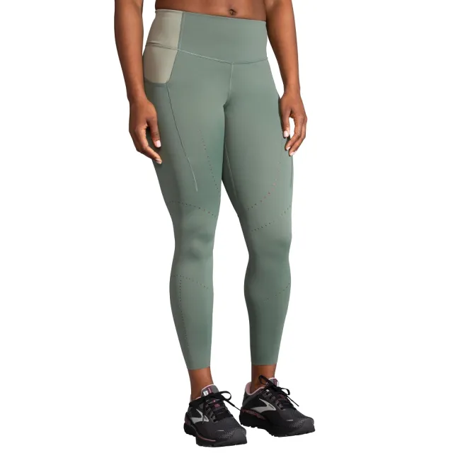 【BROOKS】女 Method 全長緊身長褲_深卵石綠/卵石綠(221524389)