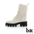 【bac】溝紋厚底異材質拼接彈力中筒靴(米白色)