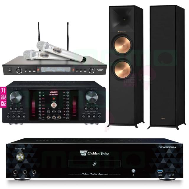 【金嗓】CPX-900 K1A+AK-9800PRO+SR-928PRO+Klipsch R-800F(4TB點歌機+擴大機+無線麥克風+喇叭)