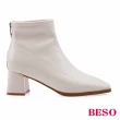 【A.S.O 阿瘦集團】BESO網獨款-素面皮革百搭顯瘦方楦中粗跟短靴&中筒靴(多款任選)