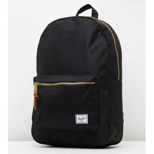 【Herschel】Settlement 黑色 全黑 金屬拉鏈 筆電夾層 帆布 防潑水 尼龍內裡 書包 男女 背包 後背包