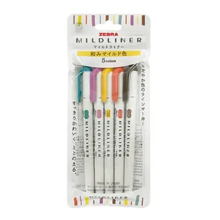 【ZEBRA 斑馬牌】MILDLINER 雙頭柔性螢光筆(袋裝和風系5色組)