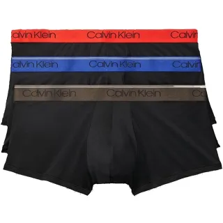 【Calvin Klein 凱文克萊】CK 男士內褲 3色組盒裝 低腰短版 平口四角褲 彈性超細纖維 速乾涼爽