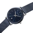 【OBAKU】簡約美學紳士米蘭時尚腕錶-銀X藍(V270GDHLML)